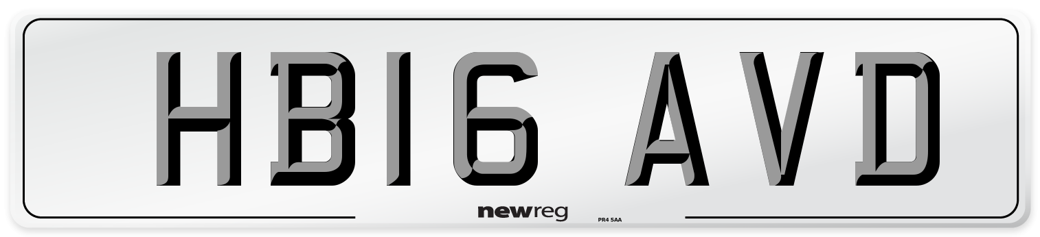 HB16 AVD Number Plate from New Reg